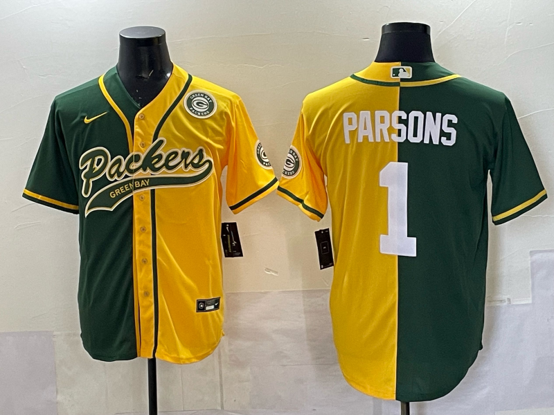 Men Green Bay Packers #1 Parsons yellow green Nike NFL 2025 jersey 02->green bay packers->NFL Jersey